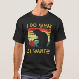 Ik Doe Wat Ik Wil Kat Koffie Zwarte Kat Rode Beker T-shirt