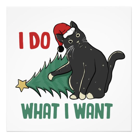 Ik doe wat ik wil kerst zwarte kat vakantie foto afdruk (Voorkant)