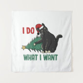 Ik doe wat ik wil kerst zwarte kat vakantie wandkleed (Voorkant)