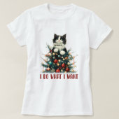 Ik doe wat ik wil Kerstmis kat T-shirt (Design voorkant)
