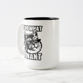 Ik doe wat ik wil omgaan met het kat grappig tweekleurige koffiemok (Voorkant links)