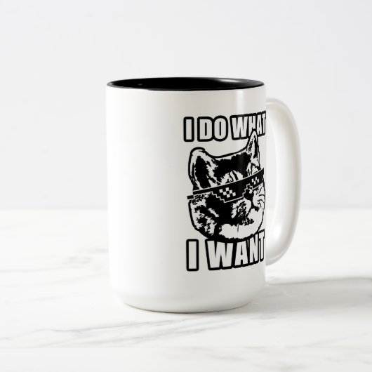 Ik doe wat ik wil omgaan met het kat grappig tweekleurige koffiemok (Voorkant rechts)