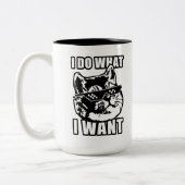 Ik doe wat ik wil omgaan met het kat grappig tweekleurige koffiemok (Links)