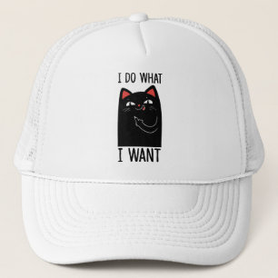 Ik doe wat ik wil sarcastische zwarte kat trucker pet