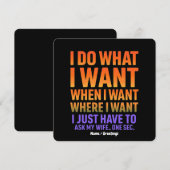 Ik doe wat ik wil, waar ik een grappige man of vro kaart (Voorkant / Achterkant)