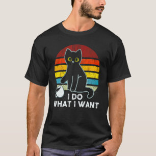 Ik Doe Wat Ik Wil Zwarte Kat Koffie Gieten Vintage T-shirt