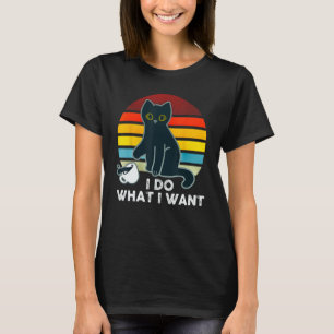 Ik Doe Wat Ik Wil Zwarte Kat Koffie Gieten Vintage T-shirt