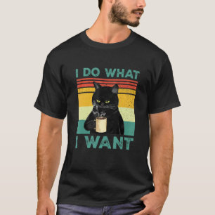 Ik Doe Wat Ik Wil Zwarte Kat Koffie Kat T-shirt