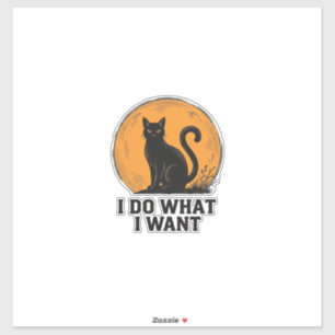 Ik Doe Wat Ik Wil Zwarte Kat Vintage Shirt Ontwerp Sticker