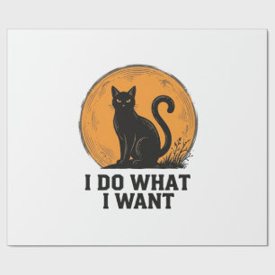 Ik Doe Wat Ik Wil Zwarte Kat Vintage T-Shirt Ontwe Cadeaupapier