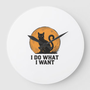 Ik Doe Wat Ik Wil Zwarte Kat Vintage T-shirt Ontwe Grote Klok