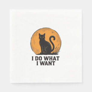 Ik Doe Wat Ik Wil Zwarte Kat Vintage T-shirt Ontwe Servet