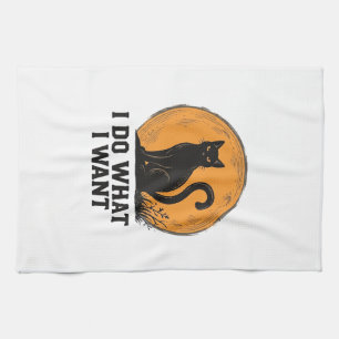 Ik Doe Wat Ik Wil Zwarte Kat Vintage T-Shirt Ontwe Theedoek