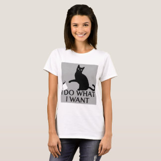 "Ik doe wat ik wil" zwarte kattenT-shirt T-shirt