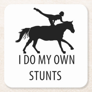 Ik doe zelf Stunts Vaulling Horseriding Kartonnen Onderzetters
