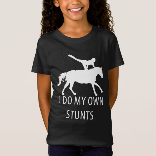 Ik doe zelf Stunts Vaulling Horseriding T-shirt (Voorkant)