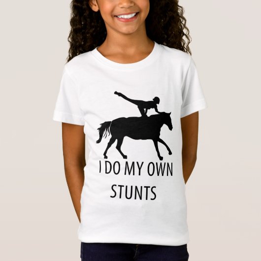 Ik doe zelf Stunts Vaulling Horseriding T-shirt (Voorkant)