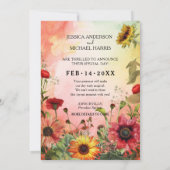 🌻 IK DOE!  Zonnige Bloemblaadjes & Robijnrode Blo Save The Date (Achterkant)