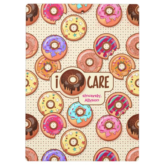 Ik Doughnut Care Cute Funny Donut Sweet TreLove Klembord (Achterkant)