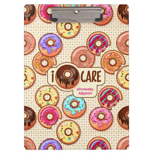 Ik Doughnut Care Cute Funny Donut Sweet TreLove Klembord (Voorkant)