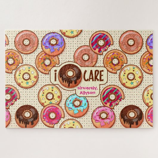 Ik Doughnut Care Cute Funny Donut Sweet TreLove Legpuzzel (Horizontaal)