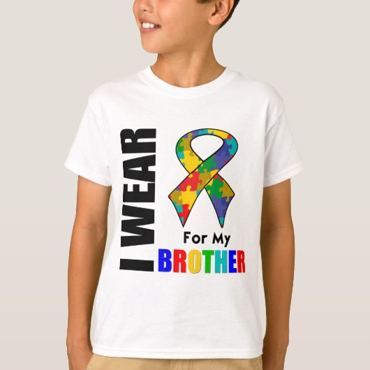 Ik Draag Autism Ribbon voor mijn broer T-shirt (Voorkant)