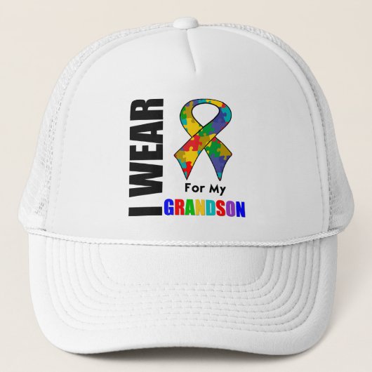 Ik Draag Autism Ribbon voor mijn kleinzoon Trucker Pet (Voorkant)