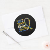 Ik draag blauw en geel ronde sticker (Envelop)
