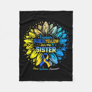 Ik Draag blauw en geel voor mijn zus - Down Syndro Fleece Deken