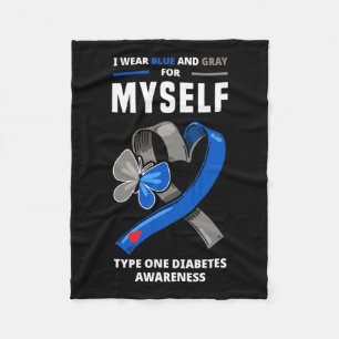 Ik Draag blauw en grijs voor mezelf Type 1 diabete Fleece Deken