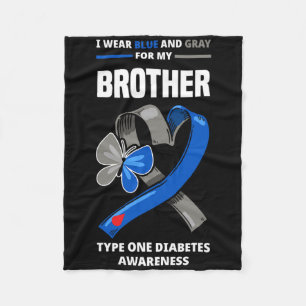 Ik Draag blauw en grijs voor mijn broer type 1 Dia Fleece Deken