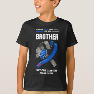 Ik Draag blauw en grijs voor mijn broer type 1 Dia T-shirt