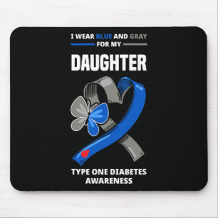 Ik Draag blauw en grijs voor mijn dochter Type One Muismat