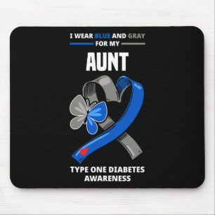 Ik Draag blauw en grijs voor mijn tante Type 1 Dia Muismat