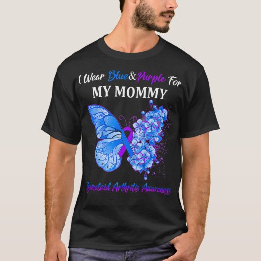 Ik Draag blauw en Paars voor mijn mammie reumatoïd T-shirt (Voorkant)