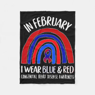 Ik Draag blauw en rood congenitale hartziekte bewu Fleece Deken