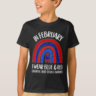 Ik Draag blauw en rood congenitale hartziekte bewu T-shirt