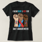 Ik Draag Blauw en Rood voor HHT Bewustheid T-shirt (Design voorkant)