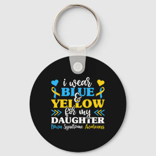 Ik draag blauw geel voor mijn dochter Downsyndroom Sleutelhanger