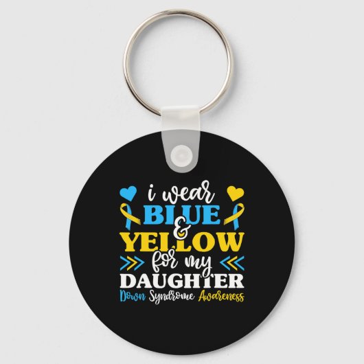 Ik Draag blauw geel voor mijn dochterwereld. Sleutelhanger (Voorkant)