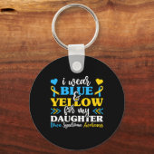 Ik Draag blauw geel voor mijn dochterwereld. Sleutelhanger (Voorkant)