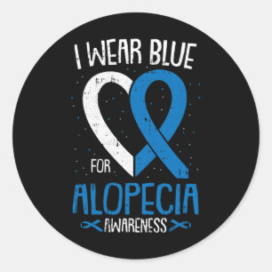 Ik Draag blauw voor Alopecia Awareness Areata Bald Ronde Sticker