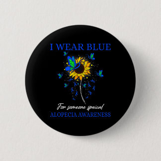 Ik Draag Blauw voor Alopecia Awareness Sunflower Ronde Button 5,7 Cm