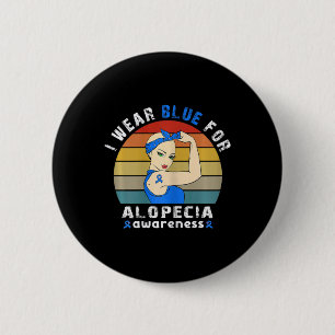 Ik draag blauw voor alopecia bewustzijn ronde button 5,7 cm