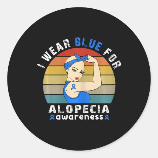 Ik draag blauw voor alopecia bewustzijn ronde sticker (Voorkant)
