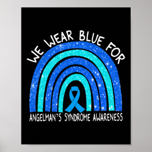 Ik Draag blauw voor Angelman's Syndrome Blue Ribbo Poster