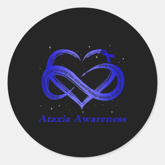 Ik Draag blauw voor Ataxia Awareness Warrior T-Shi Ronde Sticker (Voorkant)