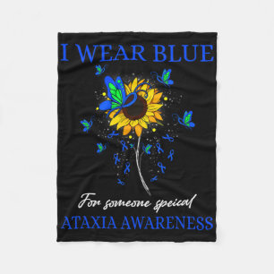 Ik draag blauw voor ataxie bewustzijn zonnebloem fleece deken