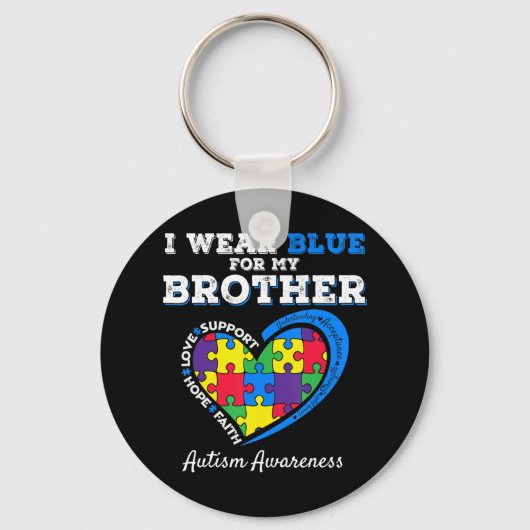 Ik Draag Blauw voor Autism Awareness Family Matchi Sleutelhanger (Voorkant)