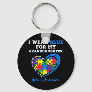 Ik Draag Blauw voor Autism Awareness Family Matchi Sleutelhanger